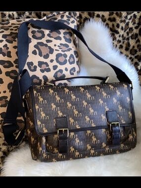 L.A.M.B Brown Printed Messenger Bag with Adjustable Strap